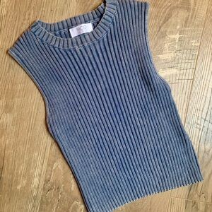 Mod On Trend Women's Blue Ribbed Tank Top